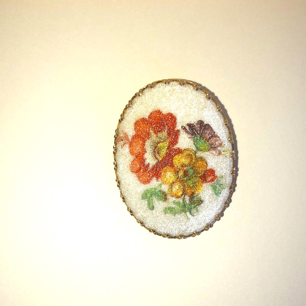 Vintage West Germany Sugar Frosted Floral Brooch